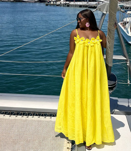 Nouvelle robe élégante pour femme avec détails floraux tridimensionnels complexes, couleur unie, style africain, sans manches, à bretelles longues - Product Image 5