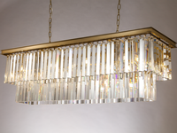 Lustre LED rectangulaire moderne en cristal K9 avec angle de faisceau de 360° et hauteur réglable pour salle à manger