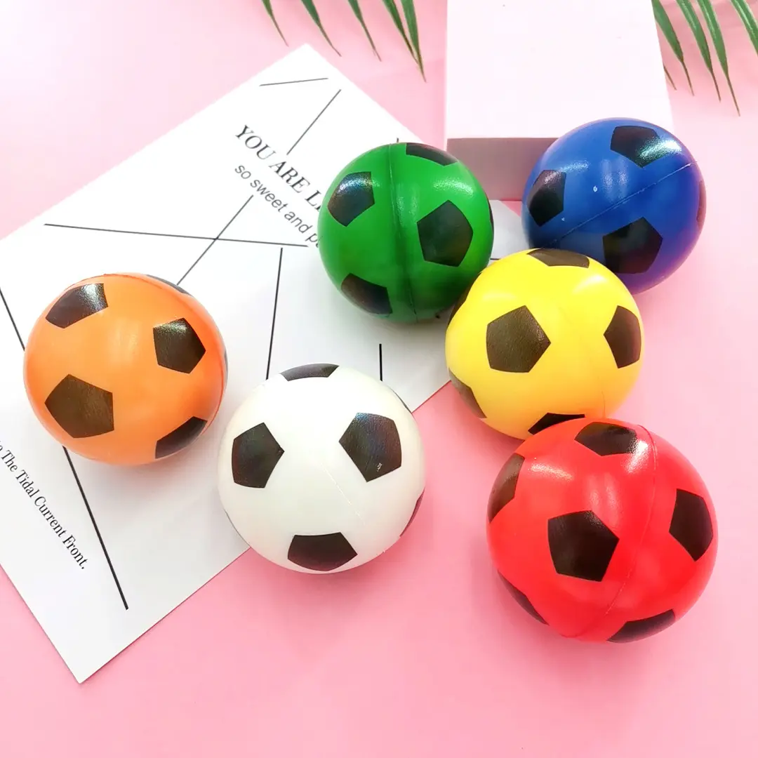 Good Quality Custom Logo Pu Foam Anti Round Soft Mini Colorful Soccer Pu Bouncy Ball Antistress Ball For Kids Toy Gift