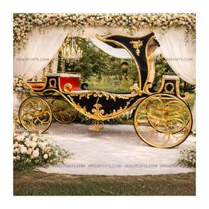 Carruaje Real Vitoriano Tallado a Mano, Carroza de Lujo para Bodas Indias, Buggy de Entrada Espléndida con Hojas de Oro para Bodas de Destino - Product Image 1