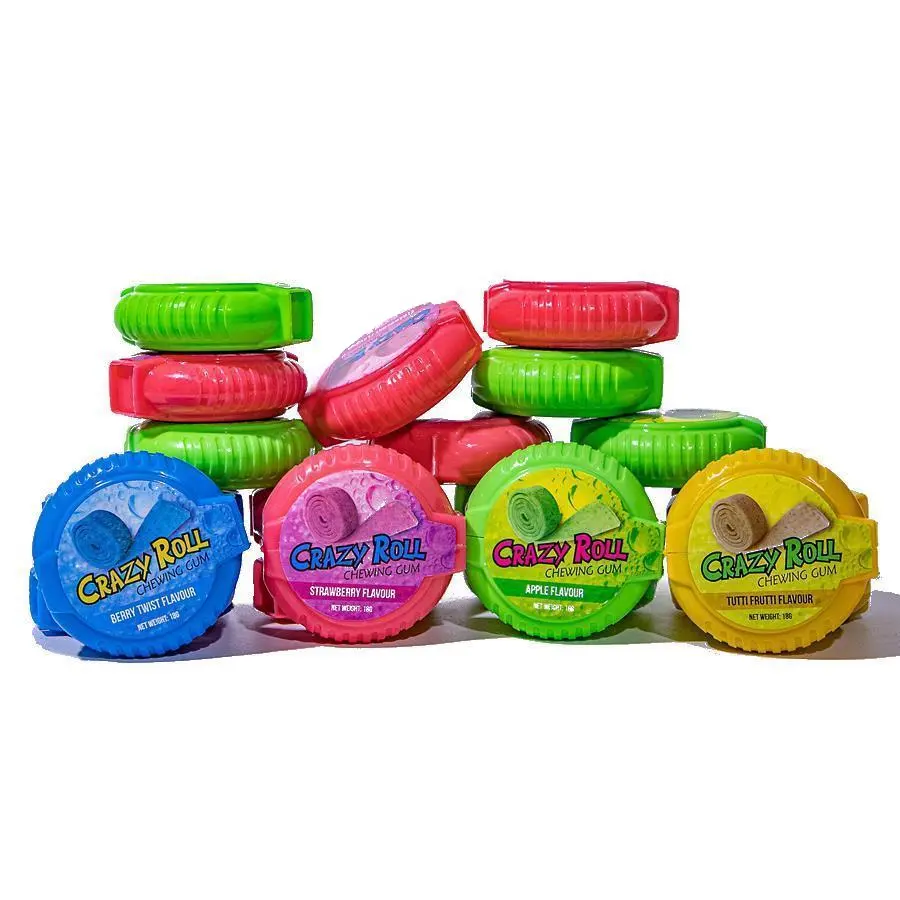 Factory custom private label chew gum roll fruit flavor round bubble gum