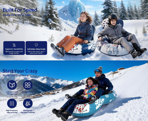 Eco-Friendly Foldable Safety Inflatable Double Ski <b>Tube</b> Snowboard Thickened Wear-Resistant Cold PVC Children Use <b>Snow</b> <b>Sled</b> Set - Product Image 2