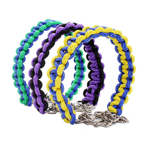 Conjunto de correa de <span class=keywords><strong>collar</strong></span> de perro de paracord tejido, <span class=keywords><strong>collar</strong></span> de perro de moda y juego de plomo con cadena de acero inoxidable - Product Image 2
