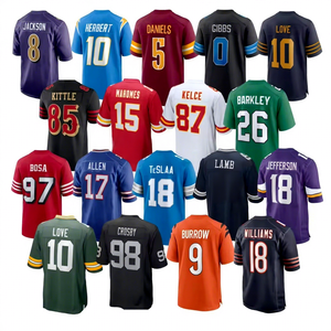 Top groothandel hoogwaardige Amerikaanse voetbaltenues voor heren, geborduurde team rugby shirts, korte mouwen, ademend, bulkbestellingen - Product Image 1