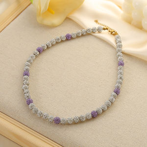 נשים צבעוניות <span class=keywords><strong>rhinestone</strong></span> עגול ספורטיבי בייסבול שרשרת קריסטל ספורט מסוגננת שרשרת קריסטל ספורטיבית עבור mens - Product Image 1