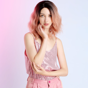 X-TRESS New Short bob Lace <strong>Wigs</strong> Ombre pink Colored Natural Wave Synthetic Hair Lace Front <strong>Wig</strong> Short Bob <strong>Wigs</strong> for Black Women - Product Image 1