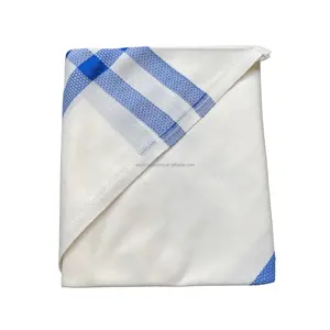 Men gutra Arabic head cover voile fabric for gutra White scarf with blue stripes