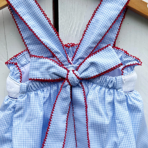 <span class=keywords><strong>Robe</strong></span> <span class=keywords><strong>d</strong></span>'<span class=keywords><strong>été</strong></span> pour bébé fille 4 juillet, bleue, <span class=keywords><strong>à</strong></span> carreaux vichy, avec bordure picot et broderie personnalisée, <span class=keywords><strong>bretelles</strong></span> spaghetti - Product Image 5