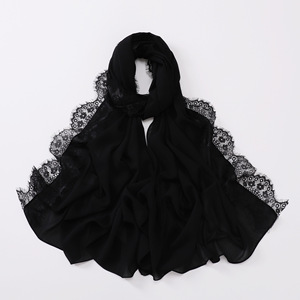 Nouvelle écharpe en mousseline de soie bord de cils Hui voile musulman longue écharpe moyen-orient hijab - Product Image 5