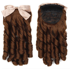 Cola de caballo Retro sintética <span class=keywords><strong>con</strong></span> peine Princesa Europea Curly Puff Cola de caballo Clip en cola de cabello Extensión de cabello falso natural - Product Image 3