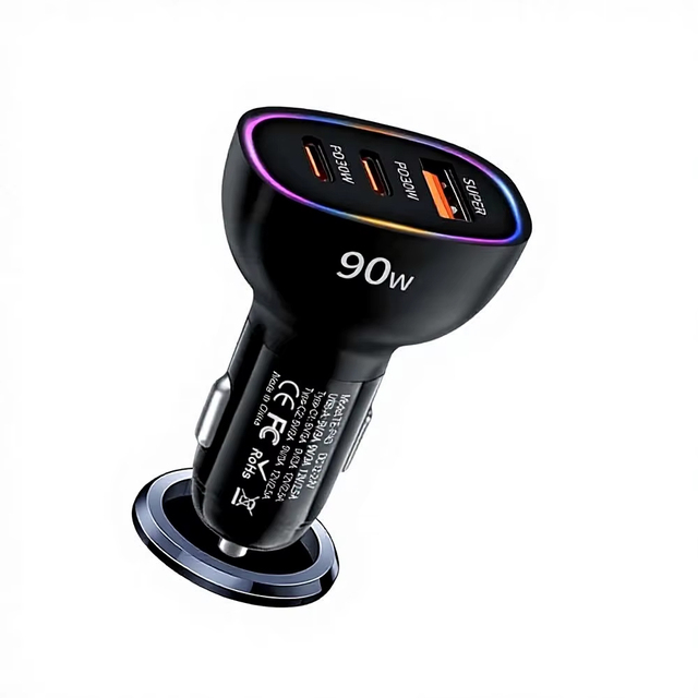 Electronic Product 90W USB C Car Charger Fireproof PC Material for Samsung Galaxy S25 S26 S24 Multiple Ports PD 30w Tablet