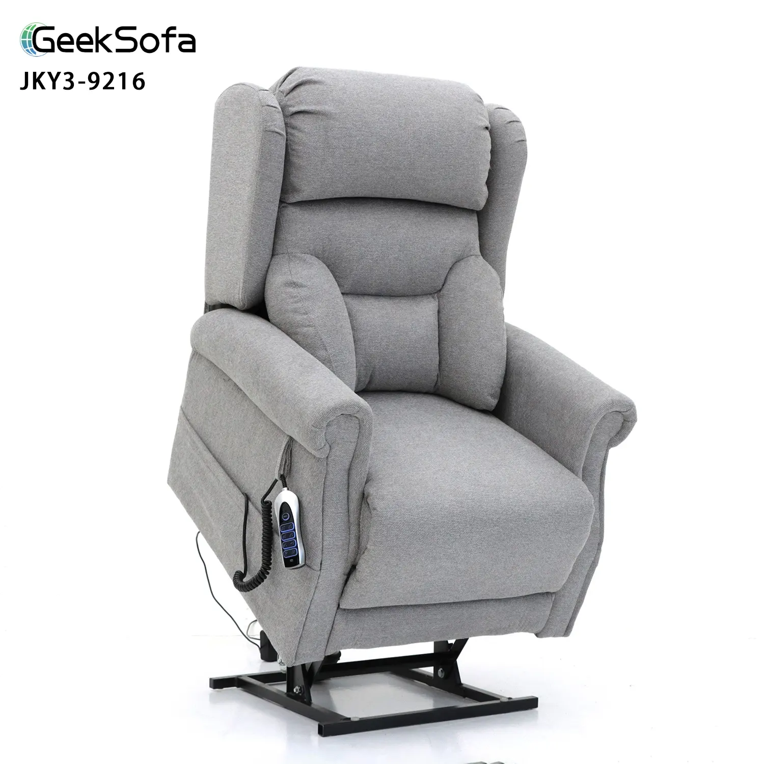 Geeksofa كرسي مع مسند للرأس ومسند الفقرات للكبار كرسي كهربائي طبي مع محرك رباعي كهربائي مع مسند رأس قوي ودعم الفقرات القطنية للمسنين