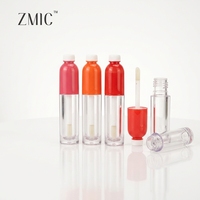 Tubos de Brillo Labial de 4.5ml, Diseño Atractivo, Tubo de Plástico con Tapa Rosa de 5.5ml para el Mercado Juvenil