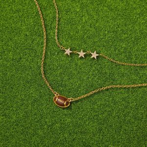 Collar con Colgante de Moda, Cadena Dorada, Dije de Estrella de Fútbol, Acero Inoxidable, Joyería para Mujer, Regalo, Accesorio Casual - Product Image 1