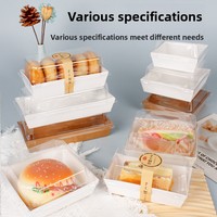 Boîte d'emballage sandwich transparente rectangulaire et carrée avec pelliculage UV et autocollant personnalisé