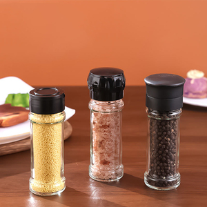 Bouteille en verre transparent 100 ml avec moulin à épices intégré, utilisation manuelle, logo personnalisé - Product Image 2
