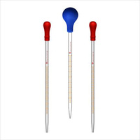 Pipette Pasteur en verre graduée transparente, burette 0,5 ml 1 ml 2 ml 3 ml 5 ml 10 ml, pipette de transfert en verre avec tête à bulbe en caoutchouc