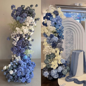 Chemin de table en fleurs artificielles rose et blanc pour <span class=keywords><strong>mariage</strong></span>, anniversaire, fête, table de gâteau, arrangement floral, décoration d'arche - Product Image 4