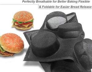 Moule à pain en silicone noir à 8 cavités en forme de rectangle pour <span class=keywords><strong>hamburger</strong></span> avec maille perforée pour la cuisson à la <span class=keywords><strong>maison</strong></span> - Product Image 5