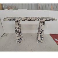 Meubles de salon Table haut de gamme avec plateau en travertin Table murale de luxe moderne Canapé Entrée Couloir Coin Table console en marbre doré