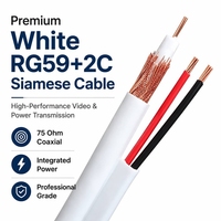 Cable Coaxial GUANNA RG59+2C de CCA Sólido de 0.81mm con Trenzado CCS 96 y Alimentación para Sistemas CCTV, Directo de Fábrica