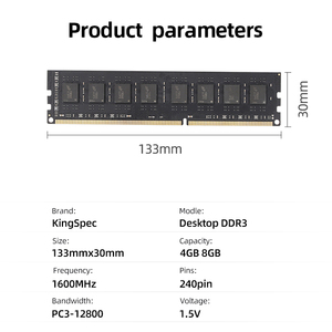 KingSpec Mô Đun Bộ Nhớ <span class=keywords><strong>4GB</strong></span> 8GB Tốc Độ Dữ Liệu Gấp Đôi <span class=keywords><strong>Ddr3</strong></span> 1600 Để Lưu Trữ Bộ Nhớ Máy Tính Để Bàn - Product Image 2