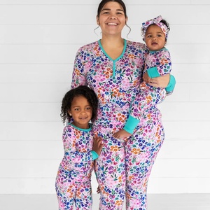 Women Loungewear Home Wear Sets Knitted Mens Sleepwear Family Matching Spring Summer Clothing Knitted Bamboo Pajamas