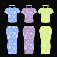 Impression personnalisée femme robes de luxe décontractées grande taille coloré moulante tricot côtes élastique à manches courtes jupe ensemble femmes