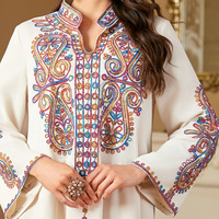 Robe ethnique à manches longues 4221, robe élégante brodée de perles, nouvelle jupe de mode de luxe