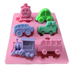 Sản Phẩm Mới <span class=keywords><strong>Silicone</strong></span> Khuôn Phim Hoạt Hình Train Xà Phòng Khuôn Mẫu Cho Bé Trẻ Em Bánh Sinh Nhật Trang Trí Nhà Bếp Phim Hoạt Hình Động Vật Xe Khuôn - Product Image 1
