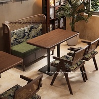Ensemble de mobilier de restaurant en bois massif d'Asie du Sud-Est, avec banquette murale et tables, pour usage commercial (Hot Pot, Thé, Café)