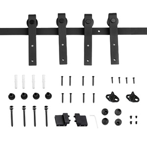 Modern Super Mini 4FT Double Door Sliding Barn Hardware Brown/Custom Steel Brass Roller Rails Screw TV <b>Stand</b> Closet Cupboard - Product Image 1