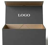 Boîte cadeau en carton ondulé noir avec fermeture magnétique, écologique, recyclable, de luxe, avec logo personnalisé, impression UV, emballage haut de gamme
