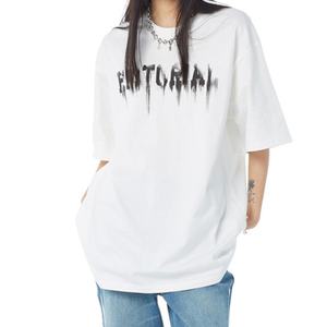 T-shirt en coton tricoté noir et blanc, collection High Street, motif graffiti lettres devant, motif ange au dos, coupe oversize ample – Grande Vente - Product Image 4