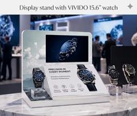 Exhibidor de Relojes Moderno de Acrílico Desmontable con Pantalla de Video Publicitaria de 15.6 Pulgadas, Totalmente Personalizable y Ligero para Fácil Transporte