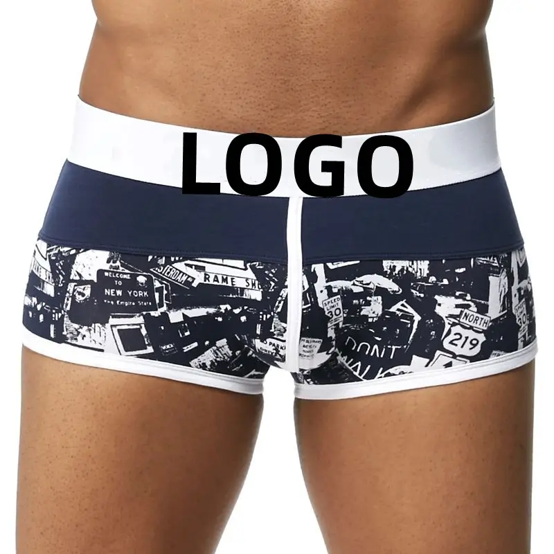 JOCKMAIL Brand Men's Underwear Accepts Custom Printed Cotton Boxer Briefs Low Rise Sports Shorts Plus Size Swim Trunks