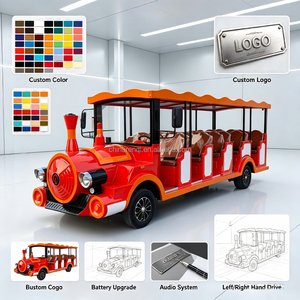 Bus touristique électrique ouvert en forme de locomotive à vapeur vintage, adapté aux sites touristiques, parcs d'attractions et stations balnéaires - Product Image 5