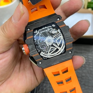 Top Quality Tonneau <b>Automatic</b> <b>Chronograph</b> Men's Watch Forged Carbon FiberCaseSkeletonDialRubberStrapSapphireCrystalLuminousHands - Product Image 3