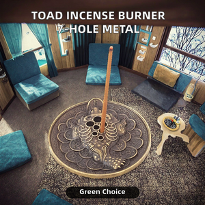 Retro Tray <b>Incense</b> Burner 7-Hole Metal Zinc Alloy <b>Holder</b> for <b>Incense</b> <b>Sticks</b> Aromatic Meditation Ornament IMooo Design <b>Incense</b> - Product Image 3