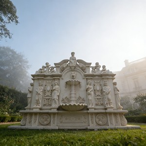 Fuente de <span class=keywords><strong>Trevi</strong></span> Personalizable, Gran Fuente de Mármol Blanco Tallada a Mano, Estilo Moderno, Decoración de Agua para Exteriores, Hogar, Jardín y Parque - Product Image 1