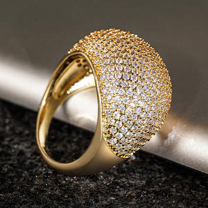 Anello da Cocktail da Donna T0930 con Sfera Micro-Pavé di Strass e Pietra Rotonda, Anelli alla Moda per Feste - Product Image 2