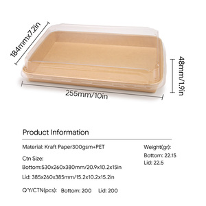 Disposable Kraft <b>Paper</b> Sushi Container Rectangle Shape Self Erecting Food <b>Packaging</b> Box Waterproof Oilproof Takeaway - Product Image 2