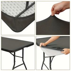 Vente en gros de couverture de table élastique en polyester et spandex, dessus de table, nappe de couleur unie pour fête de mariage - Product Image 5