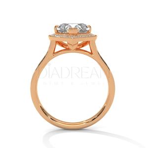 Moissanite en or blanc 14 carats certifiée IGI avec sertissage de pavé et halo pour femmes, bague en diamant solitaire avec clarté VVS - Product Image 2