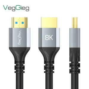 Veggieg bán buôn tốc độ cao HDMI 2.1 Cáp 8K OEM ODM 4K120hz 8k60hz số lượng lớn Cáp HDMI cho HDTV 1m/1.5m/2M/3M/5M/8M/10m