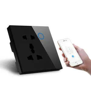 UK Standard WIFI Universal Wall Socket Wireless Outlet Double Plug with Touch Glass Panel CE certificate