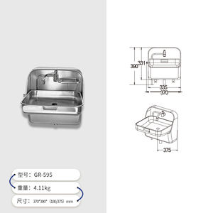כיור מתקפל נירוסטה 304 פופולרי לסיטונאות עם ברז לאביזרי קרוואנים וקרוונים - Product Image 4