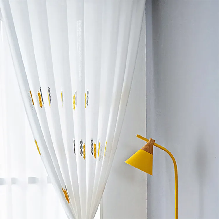 ZhongHua Ear Of Wheat Sheer Curtain Fabrics Textiles For Living Room