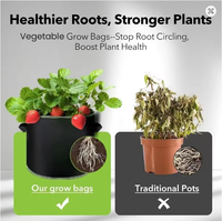 Sacs de culture pour légumes/fleurs/plantes 1/2/3/5/7/10 gallons, pots en tissu non tissé épaissi, écologiques, durables, avec aération, pour jardin