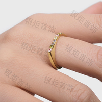 Bague empilable tendance en argent sterling 925 rhodié avec pierre CZ arc-en-ciel de haute qualité LOZRUNVE